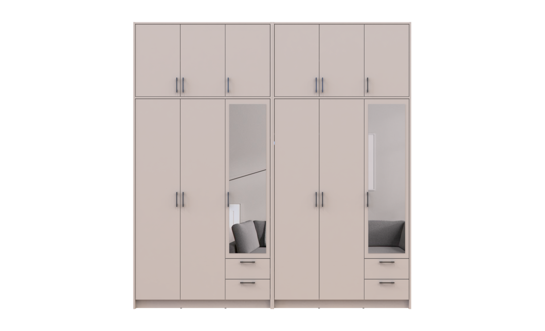 Kleiderschrank mit Spiegel und hohem Aufsatz Doros Rondi Kaschmir 3+3 Türen 242x52x260 (42005647)