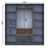 Kleiderschrank Doros Dale Anthrazit/Ewok Eiche 4 Türen 206x52x220 (44900527)