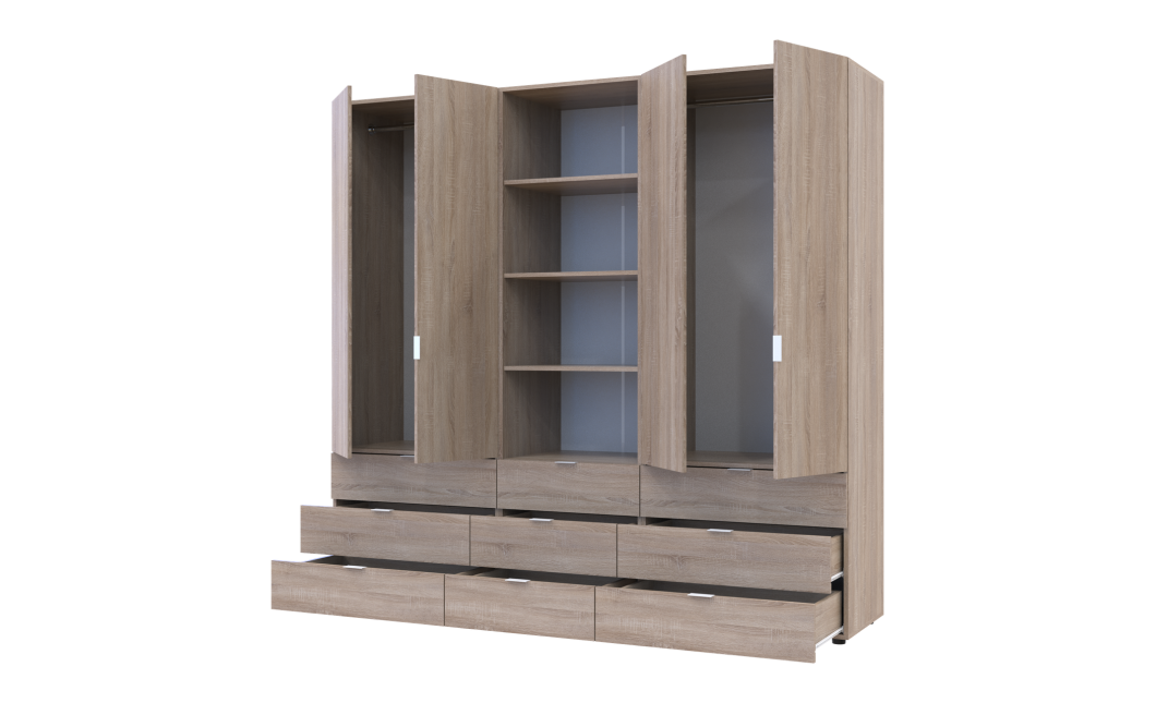 Kleiderschrank Doros Gelar Sonoma Eiche 2+2 Türen Säulenschrank 215x49,5x203,4 (42005183)