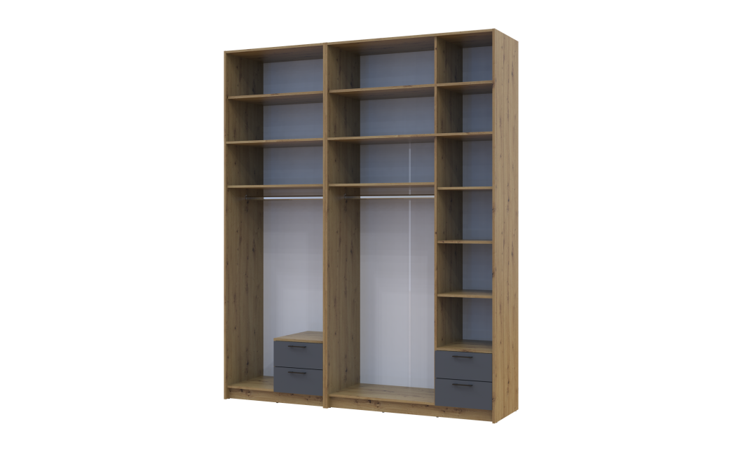 Kleiderschrank mit Spiegel und hohem Aufsatz Doros Rondi Artisan Eiche/Graphit 2+3 Türen 203x52x260 (42005715)