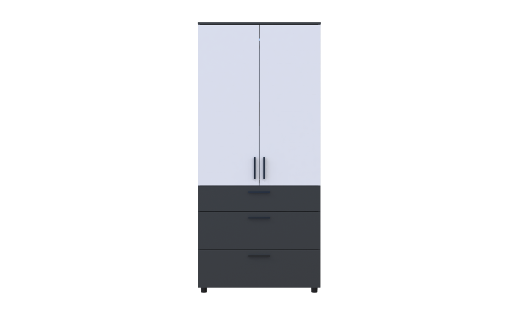 Kleiderschrank Doros Thorn Anthrazit/Weiß 2 Türen 3 Schubladen Böden 90x51,6x200 (44900470)