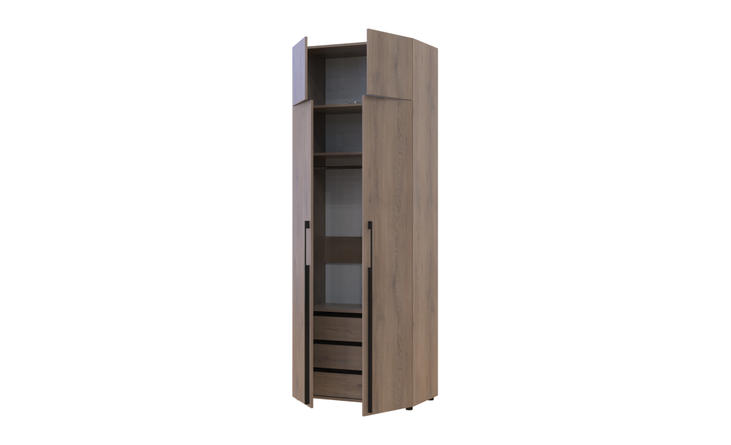 Kleiderschrank mit Schubladen und Aufsatz Doros Kasper Cremona Cannolo 2 Türen 90x48x245 (42005539)