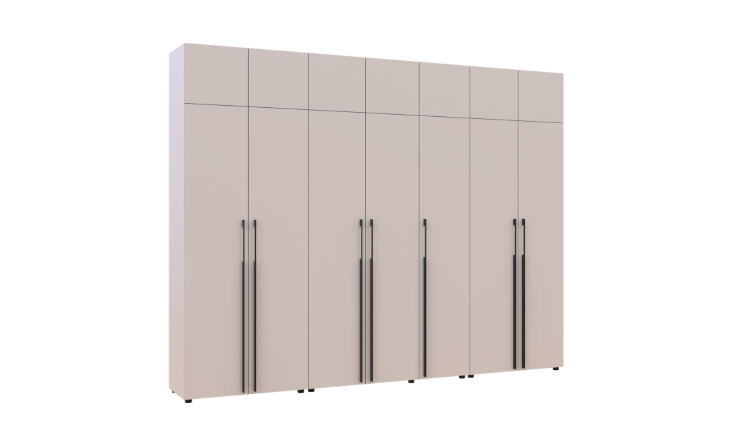 Kleiderschrank mit Schubladen, Regalen und Aufsatz Doros Kasper Kaschmir 2+3+2 Türen 315x48x245 (42005740)