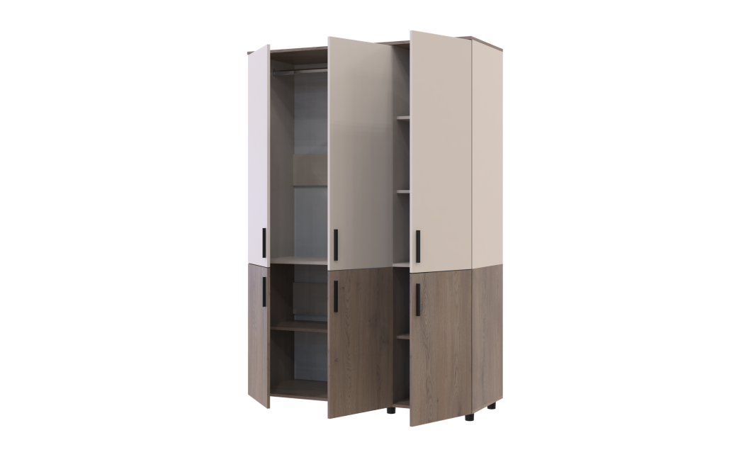 Kleiderschrank Doros Thorn Cremona Cannolo/Kaschmir 3 Türen Kleiderstange 135x51,6x200 (44900499)