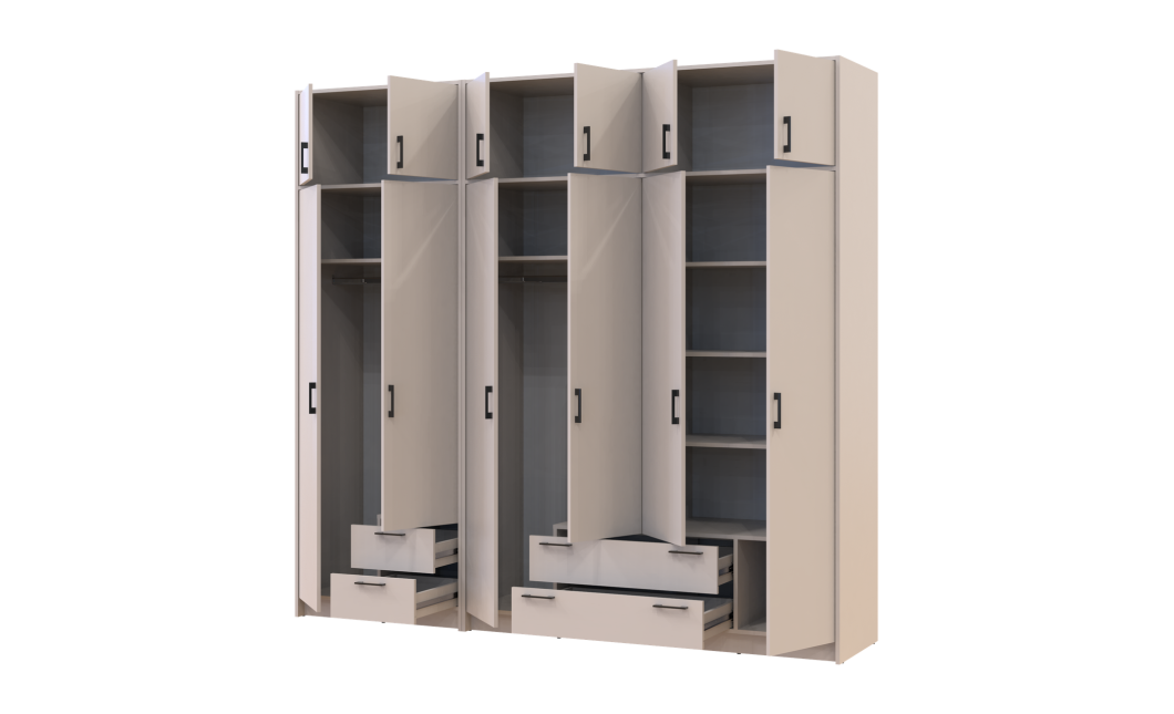 Kleiderschrank mit Aufsatz Doros Rondi Kaschmir 2+4 Türen 242x52x236 (42005632)