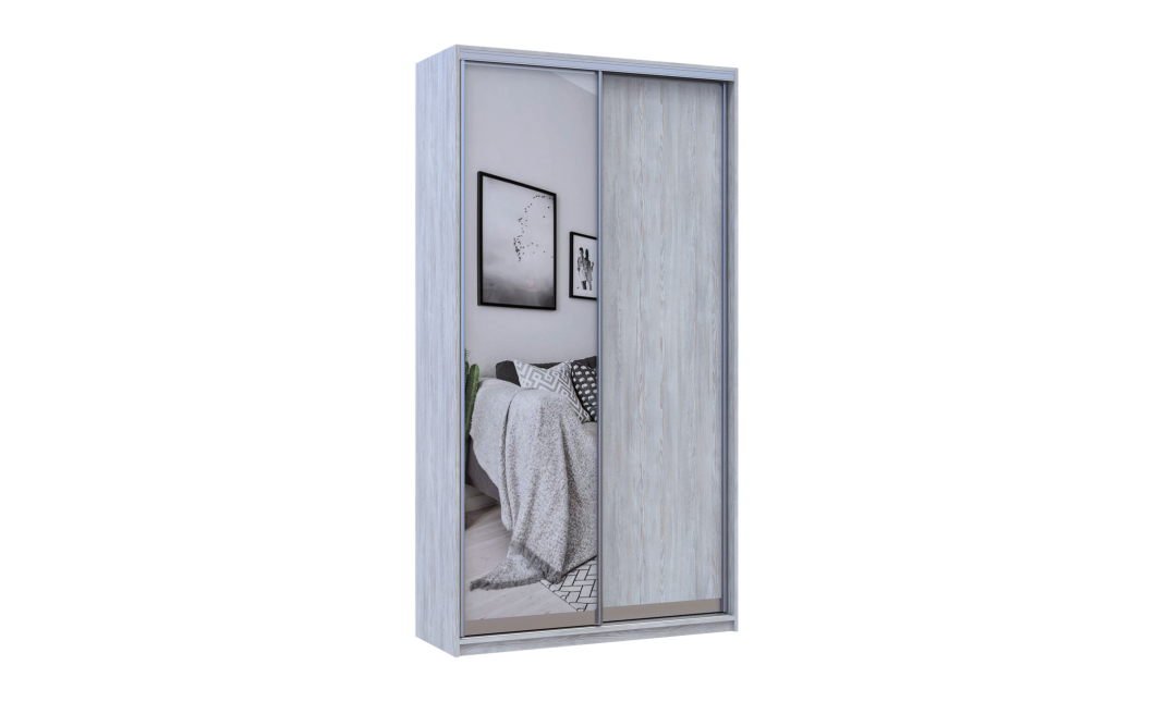 Kleiderschrank Doros City Light Natti Luc Schiebetüren mit Spiegel 120x45x225 (80736500)