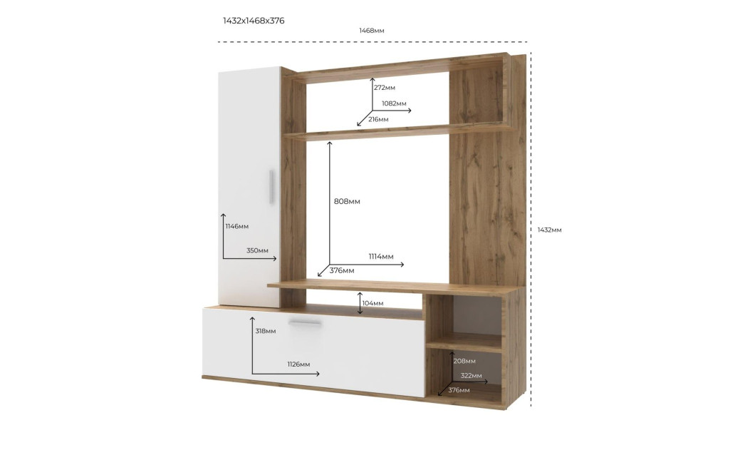 Kleiderschrank Doros Kona Tahoe/Weiß 151x40x147 (44900388)
