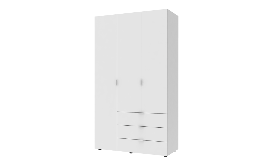Kleiderschrank Doros Gelar mit Drehtüren Weiß 3 Türen 116,2x49,5x203,4 (80397641)
