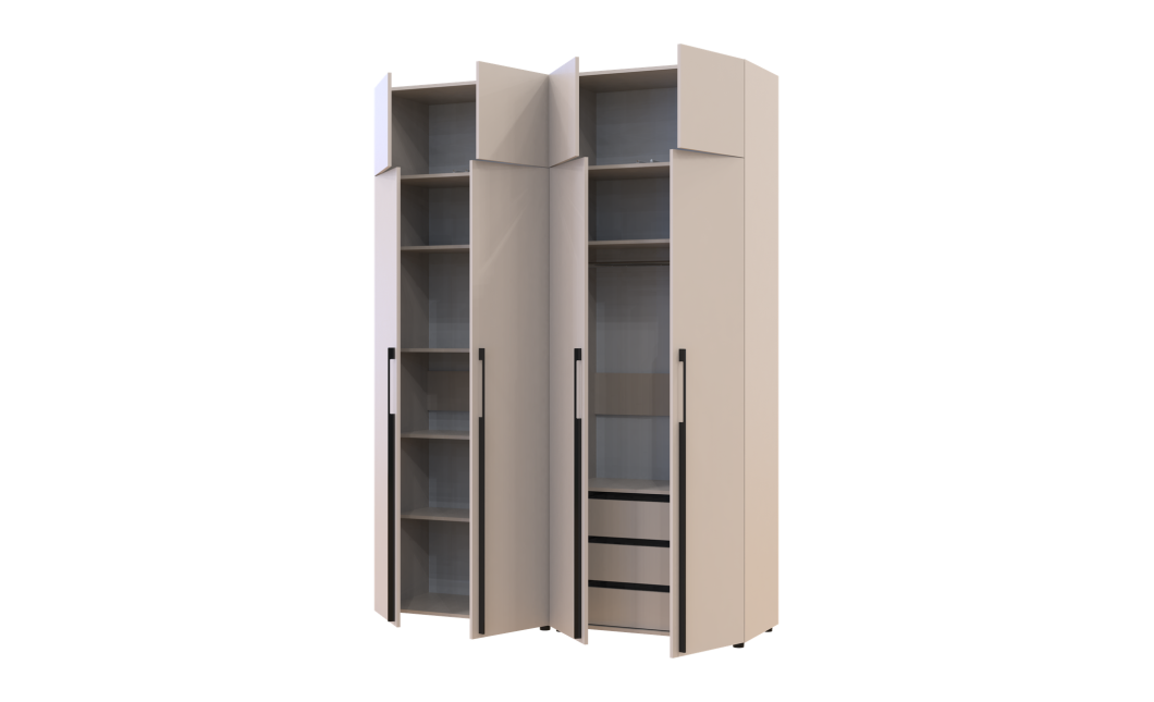 Kleiderschrank mit Schubladen, Regalen und Aufsatz Doros Kasper Kaschmir 2+2 Türen 180x48x245 (42005544)