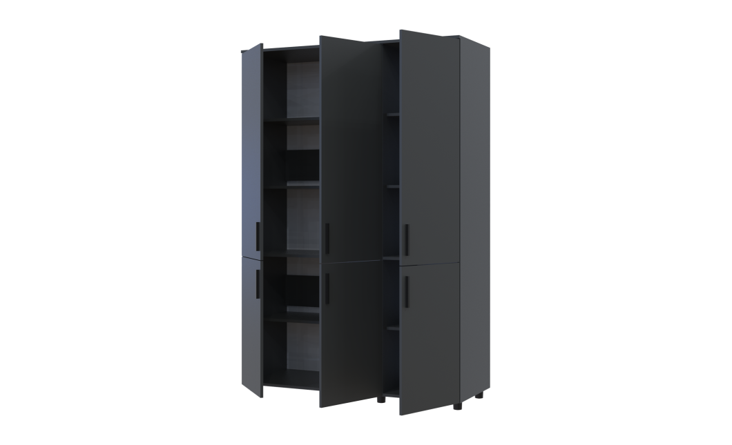 Kleiderschrank Doros Thorn Anthrazit 3 Türen Böden 135x51,6x200 (44900492)