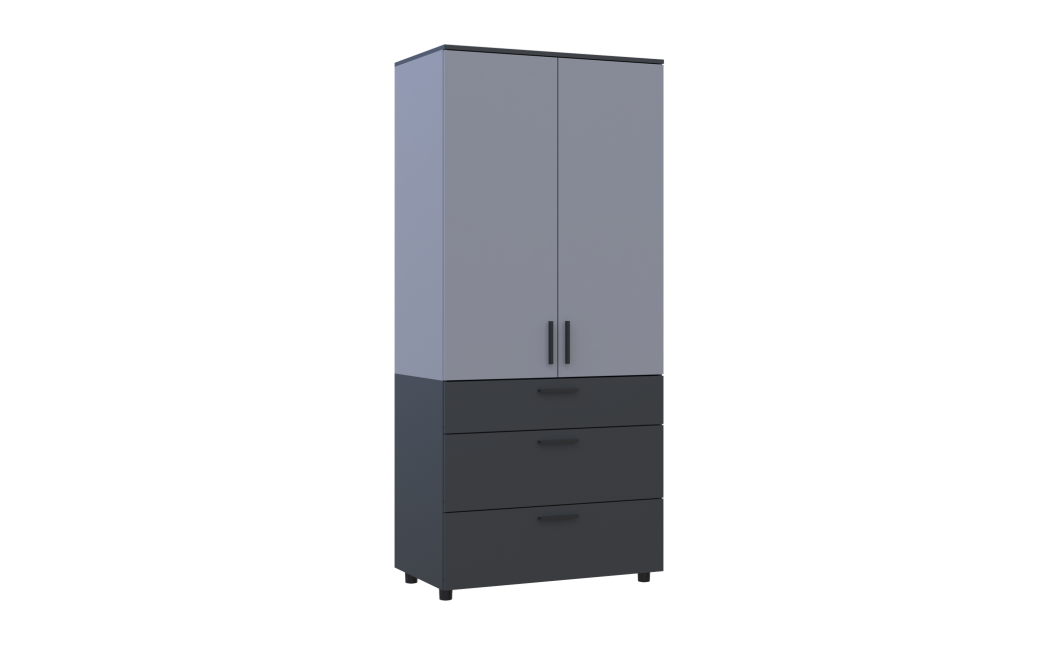 Kleiderschrank Doros Thorn Anthrazit/Grau 2 Türen 3 Schubladen Böden 90x51,6x200 (44900474)