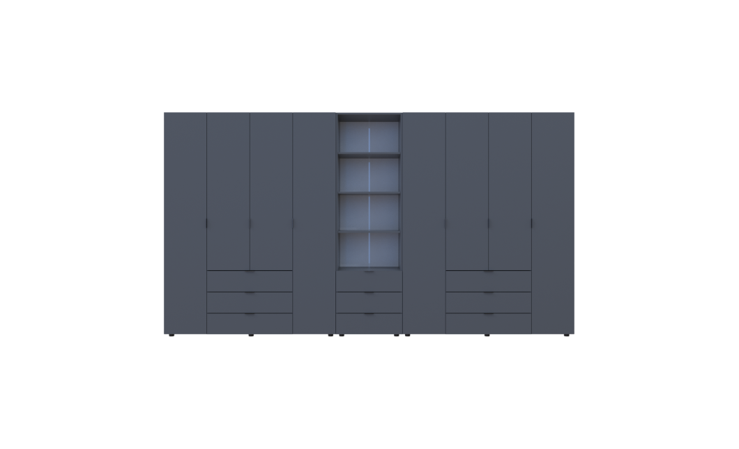 Kleiderschrank Doros Gelar Graphitgrau 4+4 Türen Säulenschrank 370x49,5x203,4 (42005173)