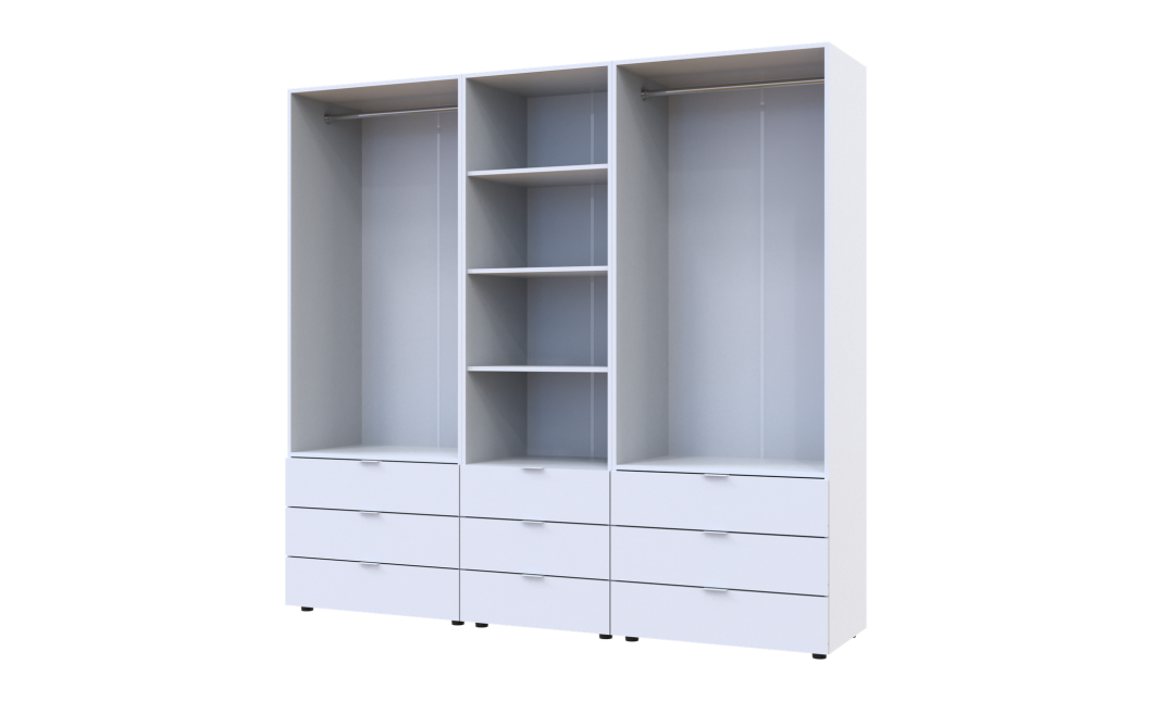 Kleiderschrank Doros Gelar Weiß 2+2 Türen Säulenschrank 215x49,5x203,4 (42005165)