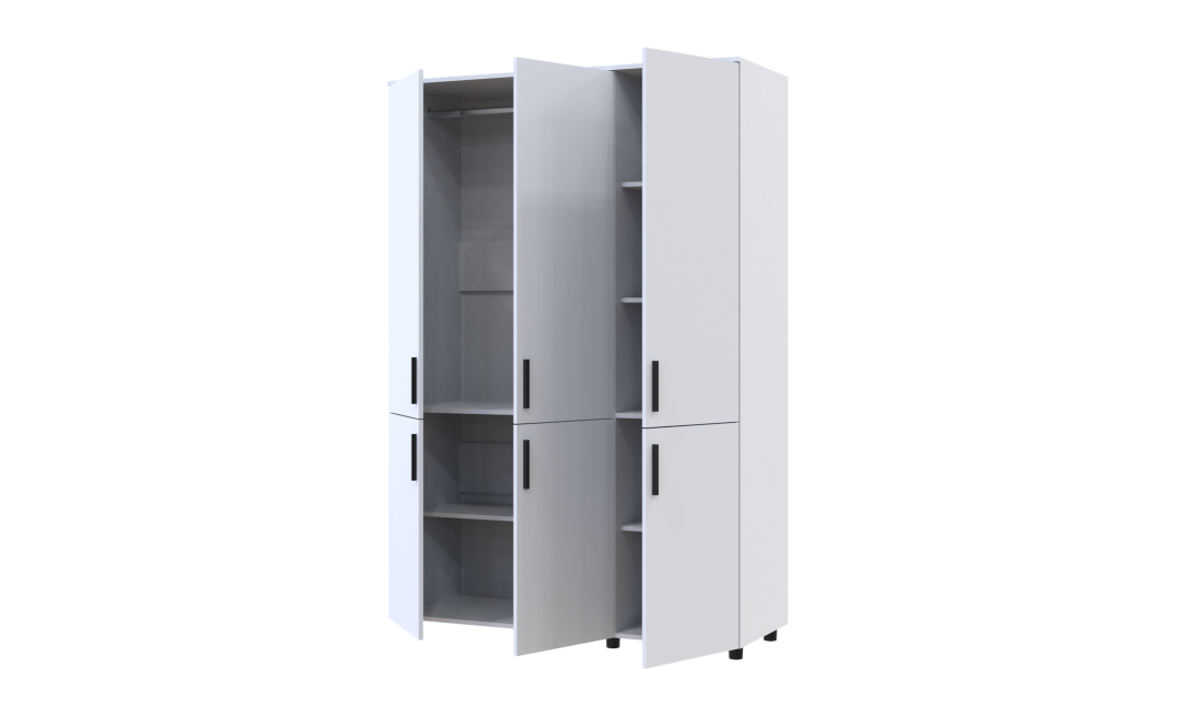 Kleiderschrank Doros Thorn Weiß 3 Türen Kleiderstange 135x51,6x200 (44900483)