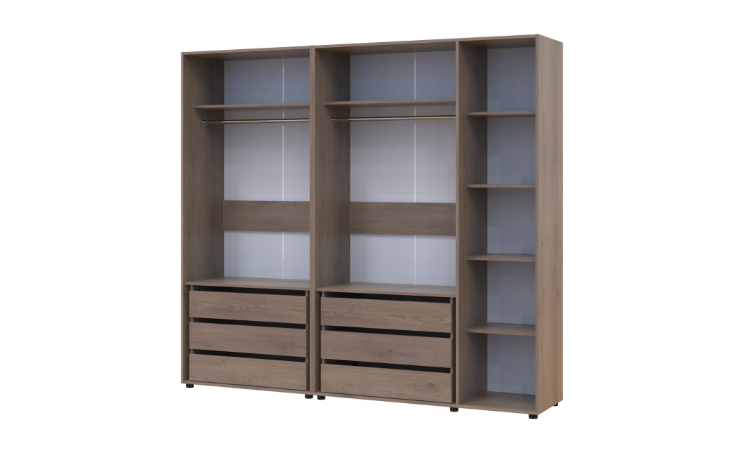 Kleiderschrank mit Schubladen Doros Kasper Cremona Cannolo 2+3 Türen 225x48x204 (42005549)