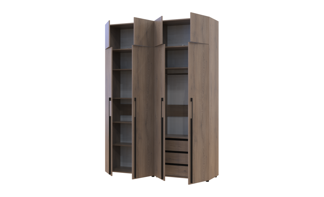 Kleiderschrank mit Schubladen, Regalen und Aufsatz Doros Kasper Cremona Cannolo 2+2 Türen 180x48x245 (42005545)