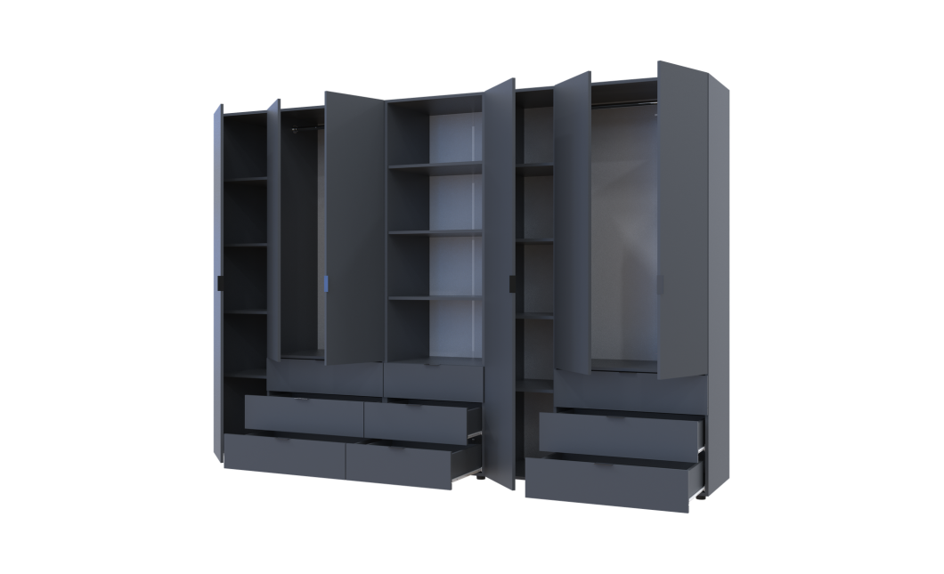Kleiderschrank Doros Gelar Graphitgrau 3+3 Türen Säulenschrank 292,4x49,5x203,4 (42005172)