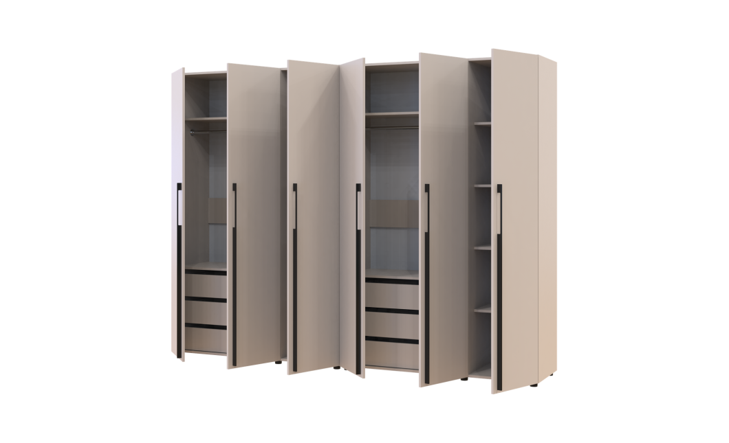 Kleiderschrank mit Schubladen Doros Kasper Kaschmir 3+3 Türen 270x48x204 (42005572)