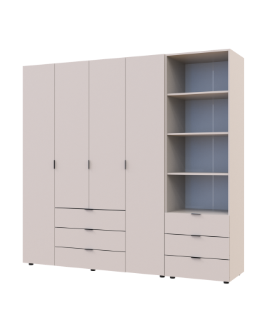 Kleiderschrank Doros Gelar Kaschmir 4 Türen Säulenschrank 215x49,5x203,4 (42005176)