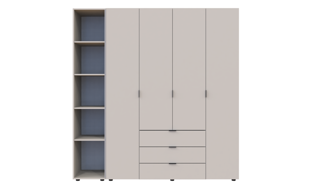 Kleiderschrank Doros Gelar Kaschmir 4 Türen mit offenem Regal 193,2x49,5x203,4 (80737647)