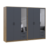 Kleiderschrank mit Spiegel Doros Rondi Artisan Eiche/Graphit 3+3 Türen 242x52x195 (42005695)