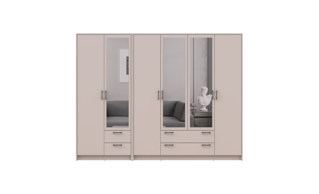 Kleiderschrank mit Spiegel Doros Rondi Kaschmir 2+4 Türen 242x52x195 (42005621)