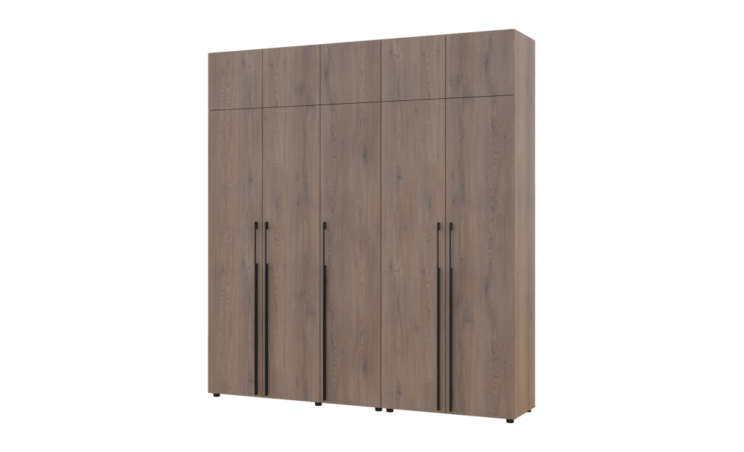 Kleiderschrank mit Regalen und Aufsatz Doros Kasper Cremona Cannolo 2+3 Türen 225x48x245 (42005553)