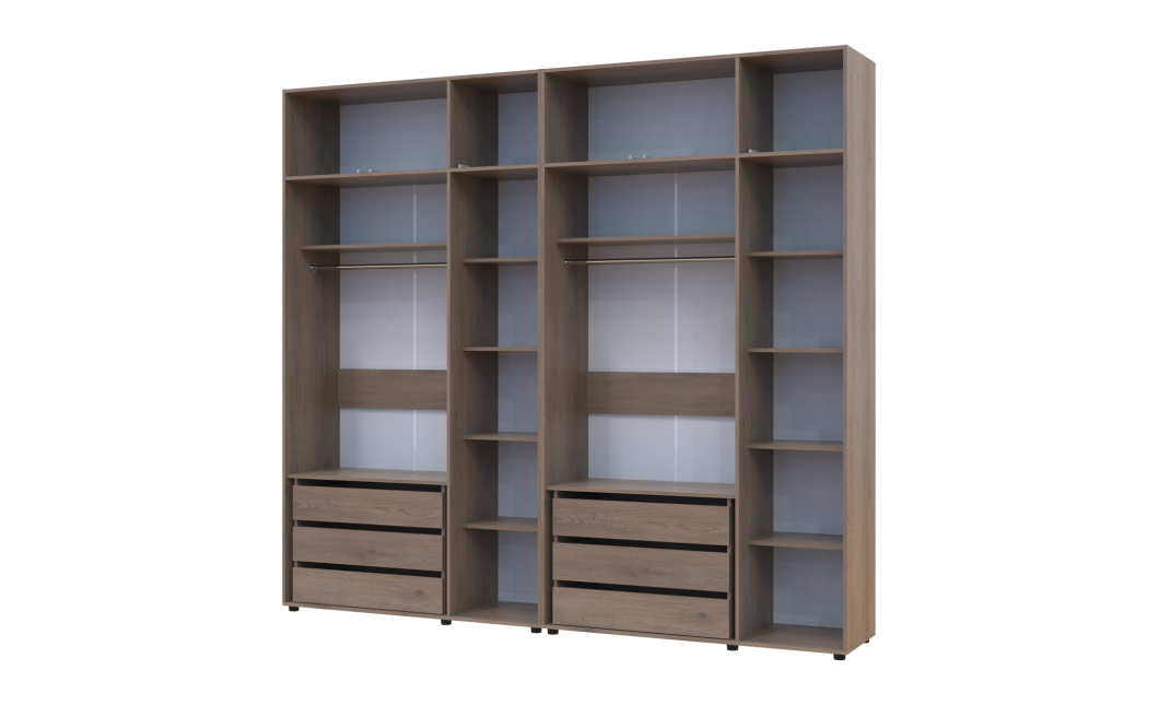 Kleiderschrank mit Schubladen und Aufsatz Doros Kasper Cremona Cannolo 3+3 Türen 270x48x245 (42005579)