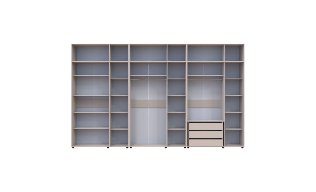 Kleiderschrank mit Schubladen, Regalen und Aufsatz Doros Kasper Kaschmir 3+3+3 Türen 405x48x245 (42005736)