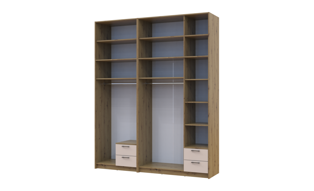 Kleiderschrank mit Spiegel und hohem Aufsatz Doros Rondi Artisan Eiche/Kaschmir 2+3 Türen 203x52x260 (42005679)