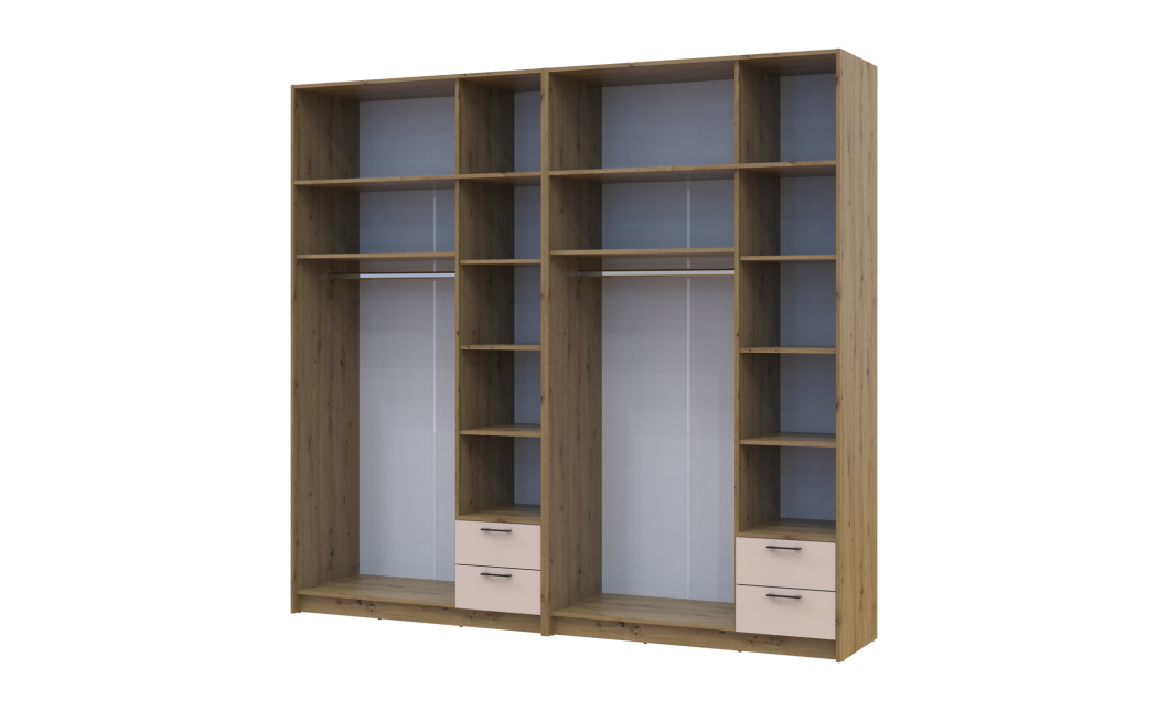 Kleiderschrank mit Spiegel und Aufsatz Doros Rondi Artisan Eiche/Kaschmir 3+3 Türen 242x52x236 (42005671)