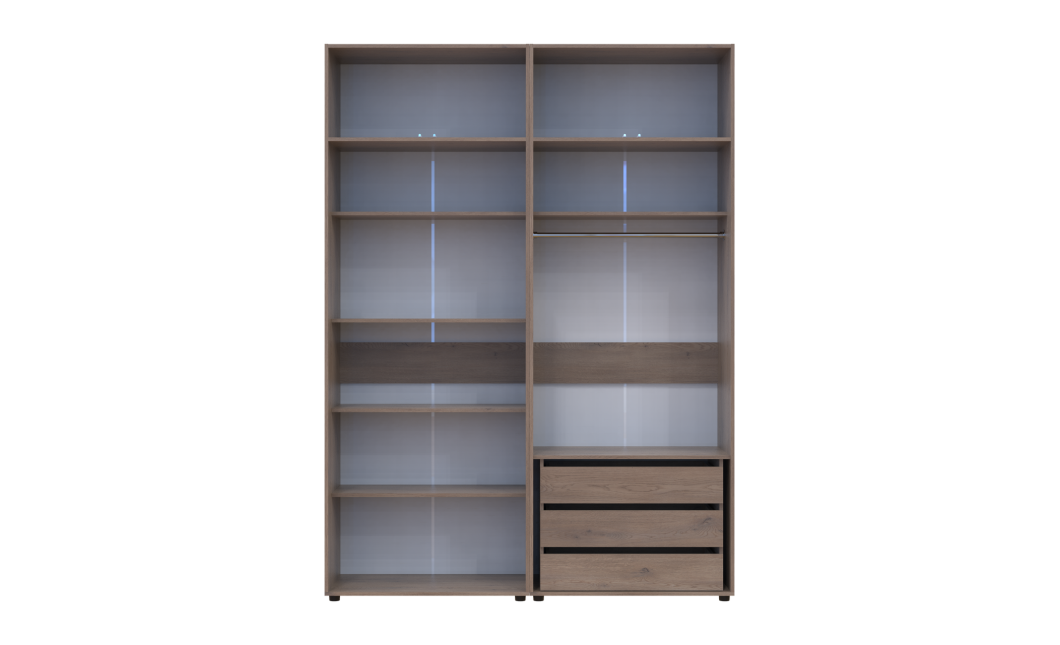 Kleiderschrank mit Schubladen, Regalen und Aufsatz Doros Kasper Cremona Cannolo 2+2 Türen 180x48x245 (42005545)