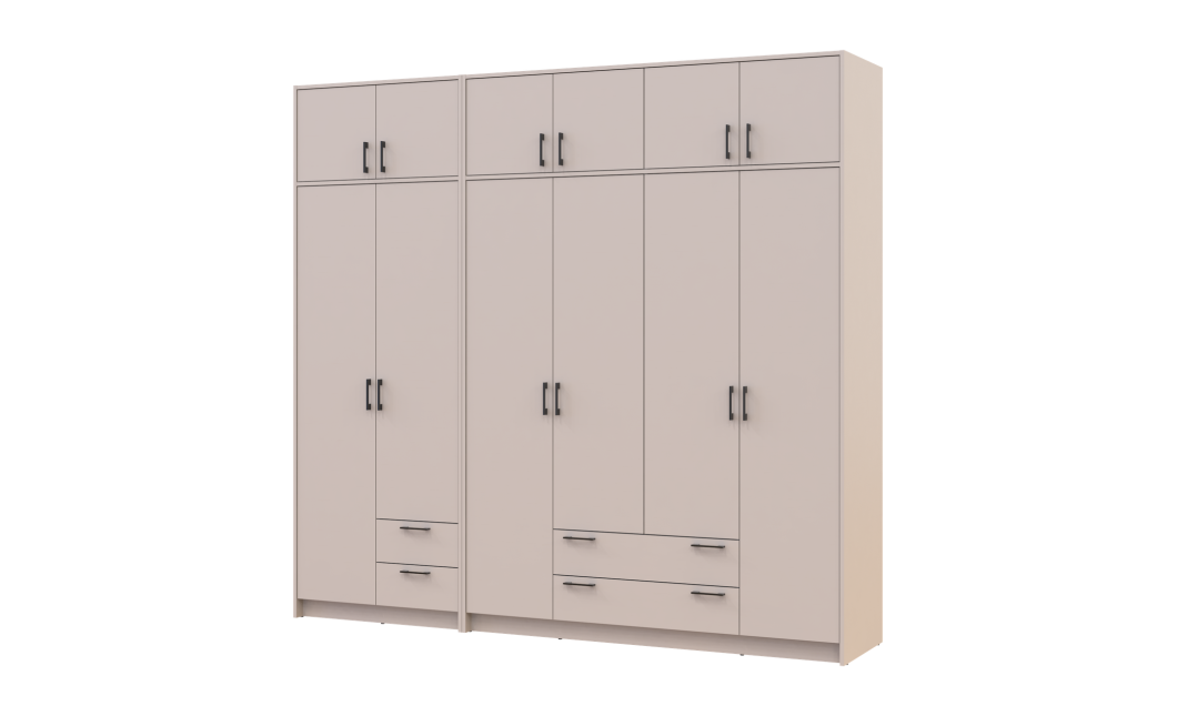 Kleiderschrank mit Aufsatz Doros Rondi Kaschmir 2+4 Türen 242x52x236 (42005632)