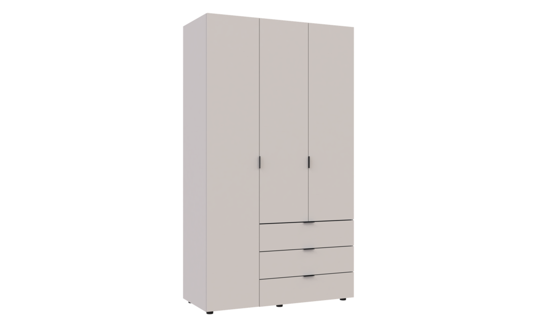 Kleiderschrank Doros Gelar mit Drehtüren Kaschmir 3 Türen 116,2x49,5x203,4 (80737633)