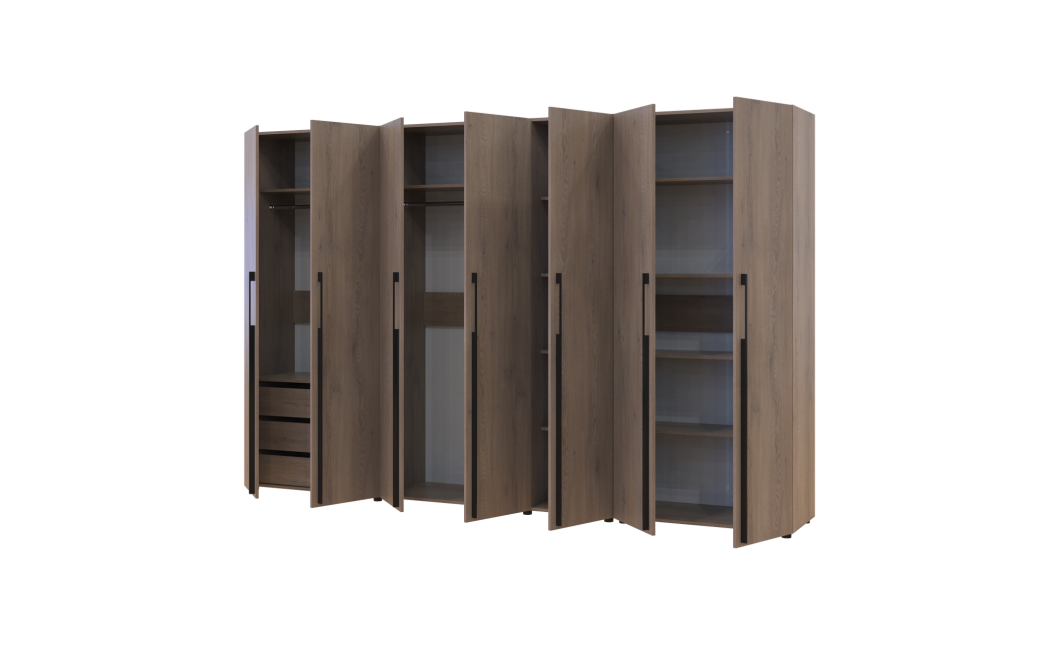 Kleiderschrank mit Regalen und Schubladen Doros Kasper Cremona Cannolo 2+3+2 Türen 315x48x204 (42005739)