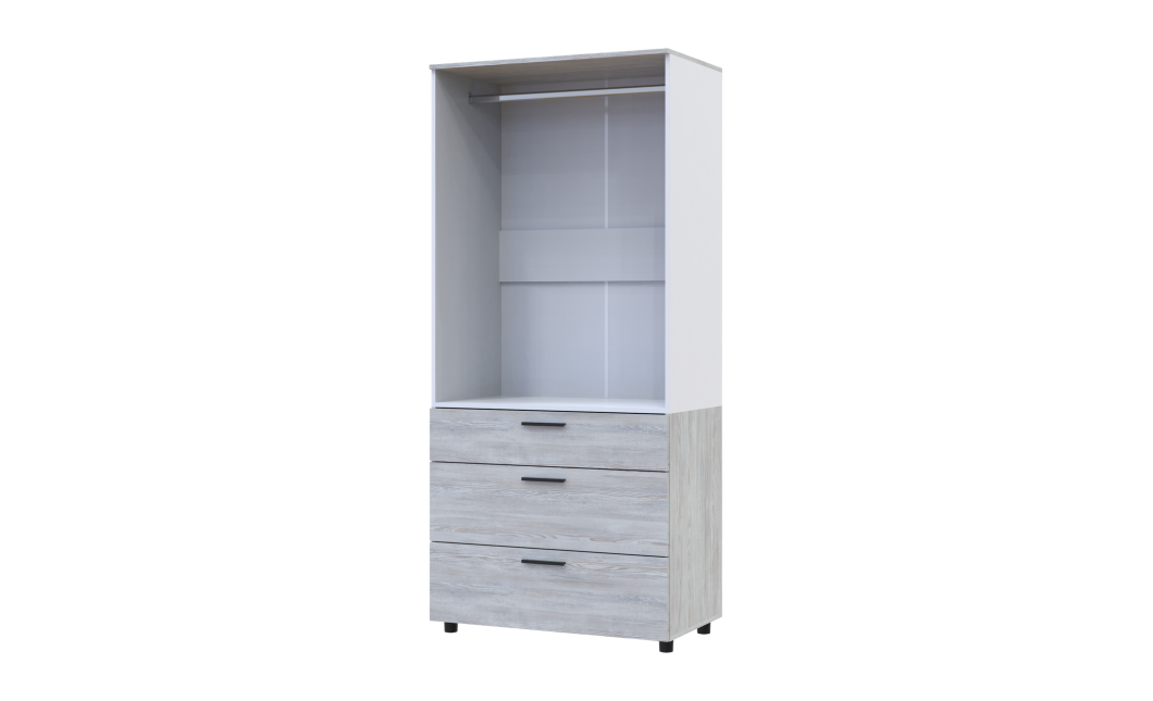 Kleiderschrank Doros Thorn Natti Kiefer/Weiß 2 Türen 3 Schubladen Kleiderstange 90x51,6x200 (44900461)