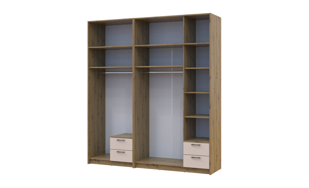 Kleiderschrank mit Spiegel und Aufsatz Doros Rondi Artisan Eiche/Kaschmir 2+3 Türen 203x52x236 (42005667)