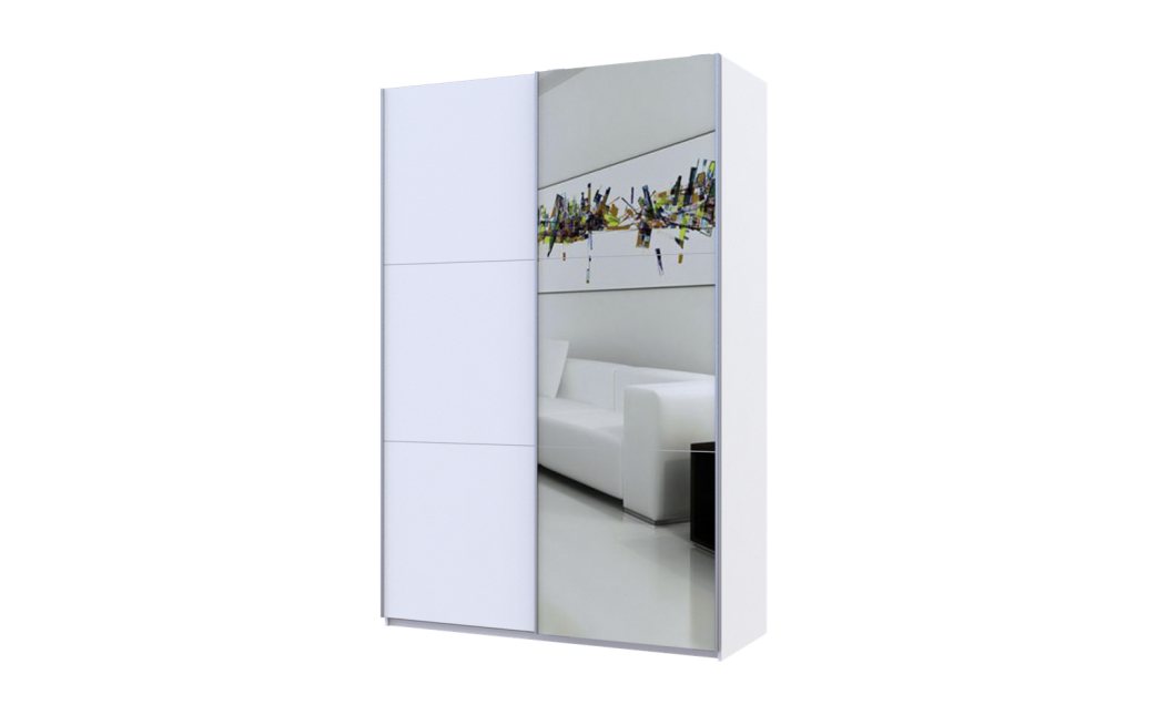 Kleiderschrank Doros G-Caiser Schiebetüren Weiß mit Spiegel 160x60x240 (42002103)