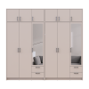 Kleiderschrank mit Spiegel und Aufsatz Doros Rondi Kaschmir 3+3 Türen 242x52x236 (42005635)