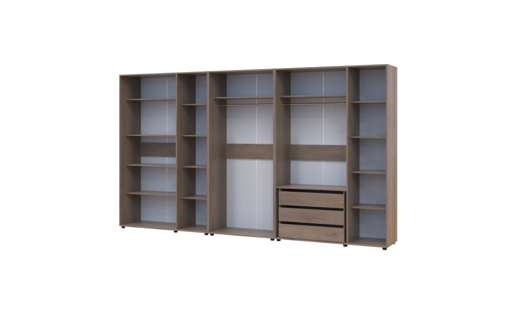 Kleiderschrank mit Regalen und Schubladen Doros Kasper Cremona Cannolo 3+2+3 Türen 360x48x204 (42005743)