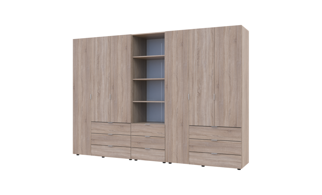Kleiderschrank Doros Gelar Sonoma Eiche 3+3 Türen Säulenschrank 292,4x49,5x203,4 (42005184)