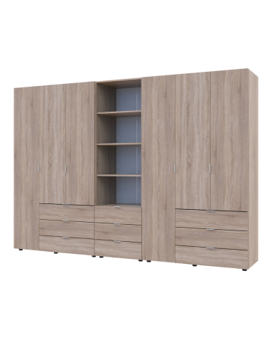 Kleiderschrank Doros Gelar Sonoma Eiche 3+3 Türen Säulenschrank 292,4x49,5x203,4 (42005184)