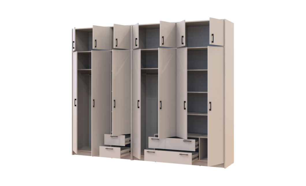 Kleiderschrank mit Aufsatz Doros Rondi Kaschmir 3+4 Türen 281x52x236 (42005636)