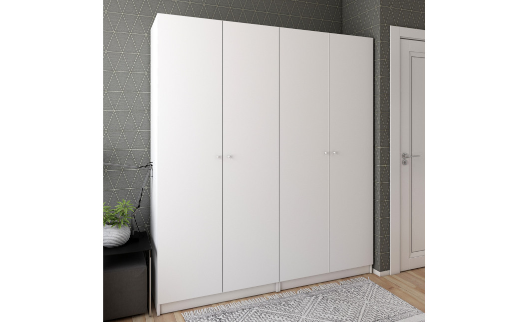 Kleiderschrank Doros Promo mit Drehtüren Weiß 2+2 Türen 180x48x204 (42005008)