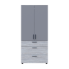 Kleiderschrank Doros Thorn Natti Kiefer/Grau 2 Türen 3 Schubladen Böden 90x51,6x200 (44900466)