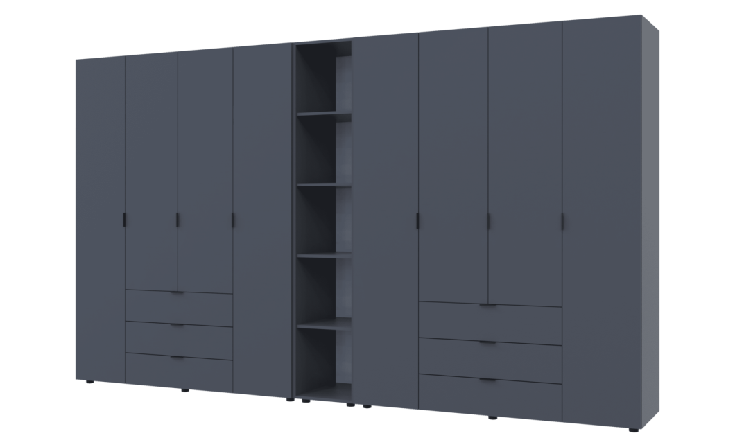 Kleiderschrank Doros Gelar Graphitgrau 4+4 Türen mit offenem Regal 348,2x49,5x203,4 (42005065)