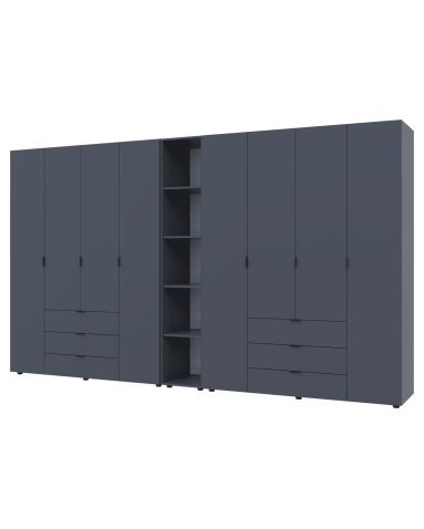 Kleiderschrank Doros Gelar Graphitgrau 4+4 Türen mit offenem Regal 348,2x49,5x203,4 (42005065)