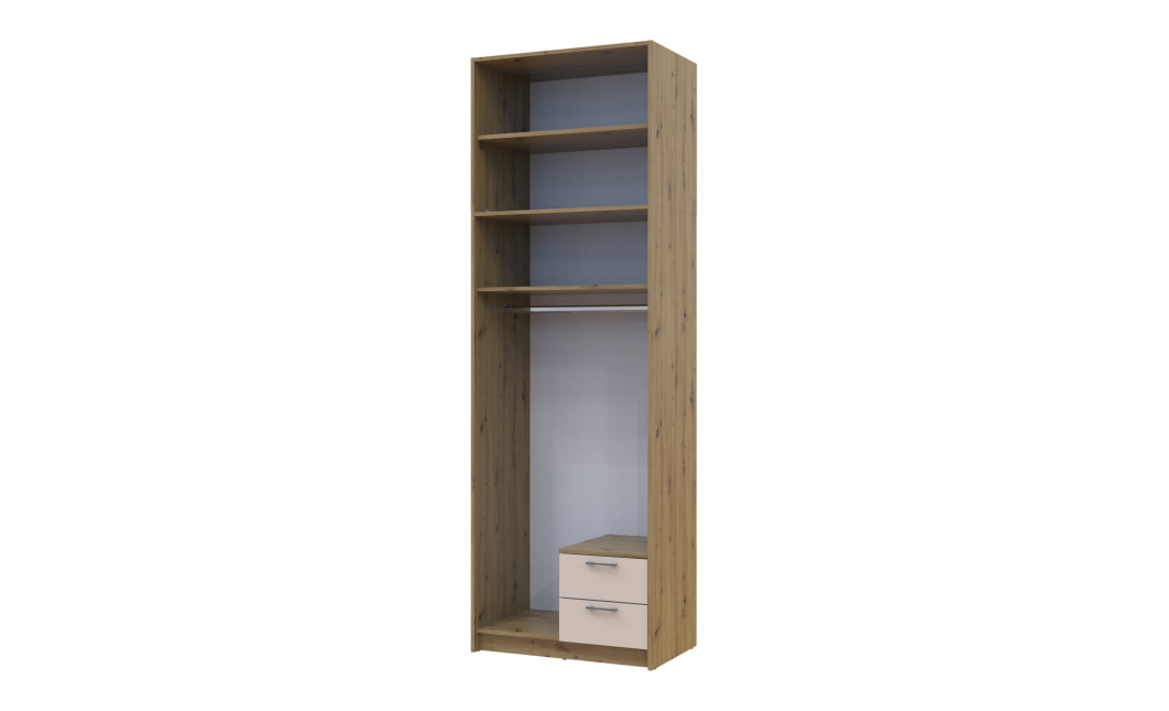 Kleiderschrank Doros Rondi mit Drehtüren mit Oberschrank und Spiegel Artisan Eiche / Kaschmir 2 Türen 82x52x260 (42005195)