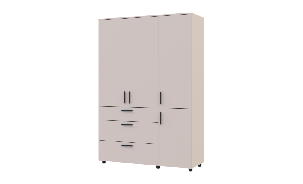 Kleiderschrank Doros Thorn Kaschmir 3 Türen 3 Schubladen Böden 135x51,6x200 (44900498)