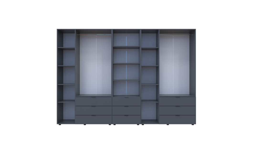 Kleiderschrank Doros Gelar Graphitgrau 3+3 Türen Säulenschrank 292,4x49,5x203,4 (42005172)